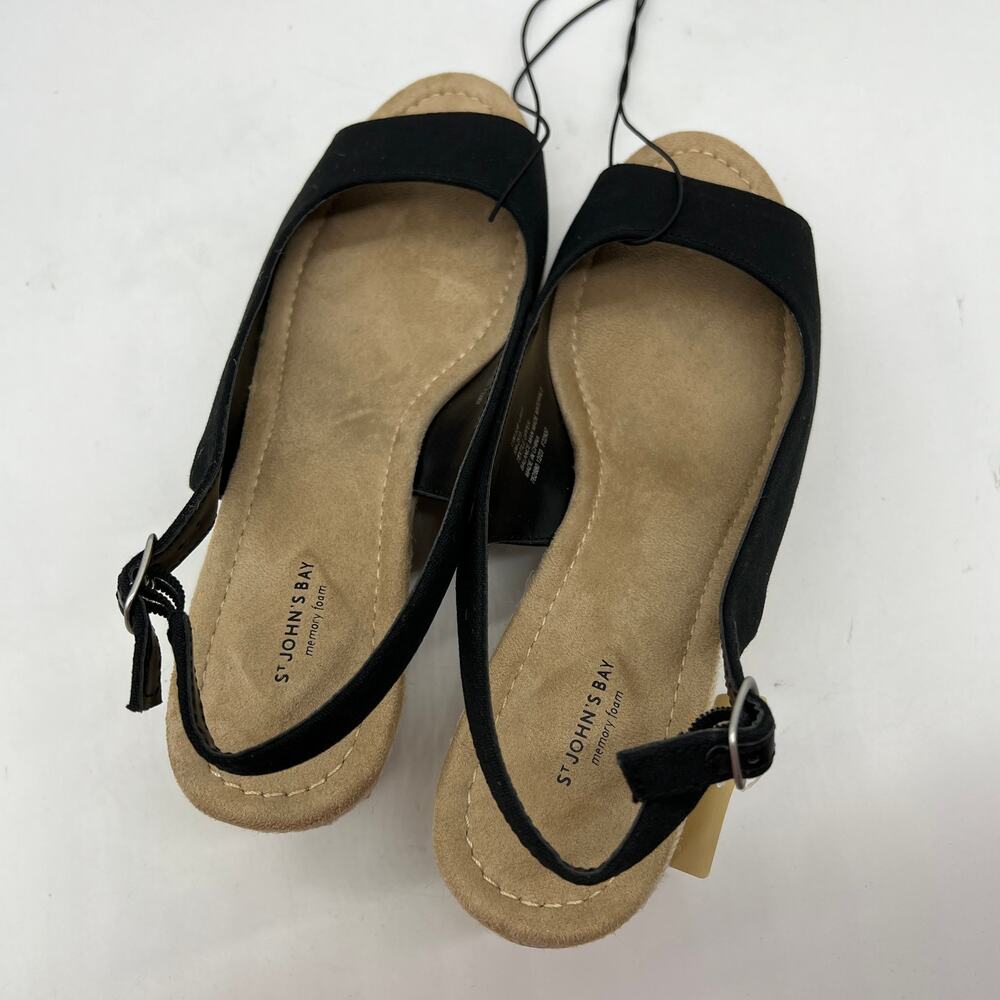 St. John's Bay Womens Wedge Sandals Black Color Size 11M - Picture 7 of 14